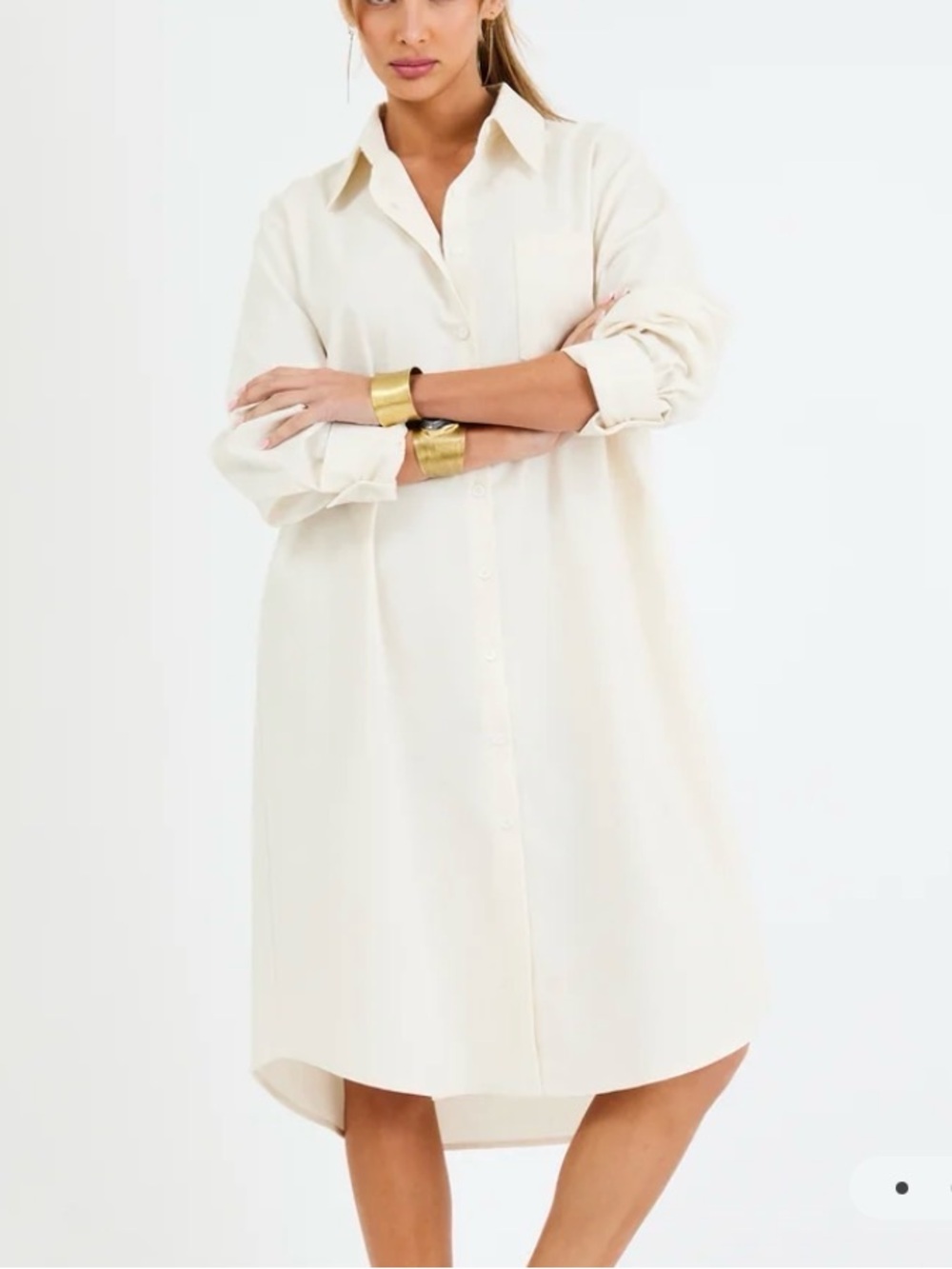 MY BODHI ROMA LINEN Long Sleeve Shirt DRESS | IVORY OS